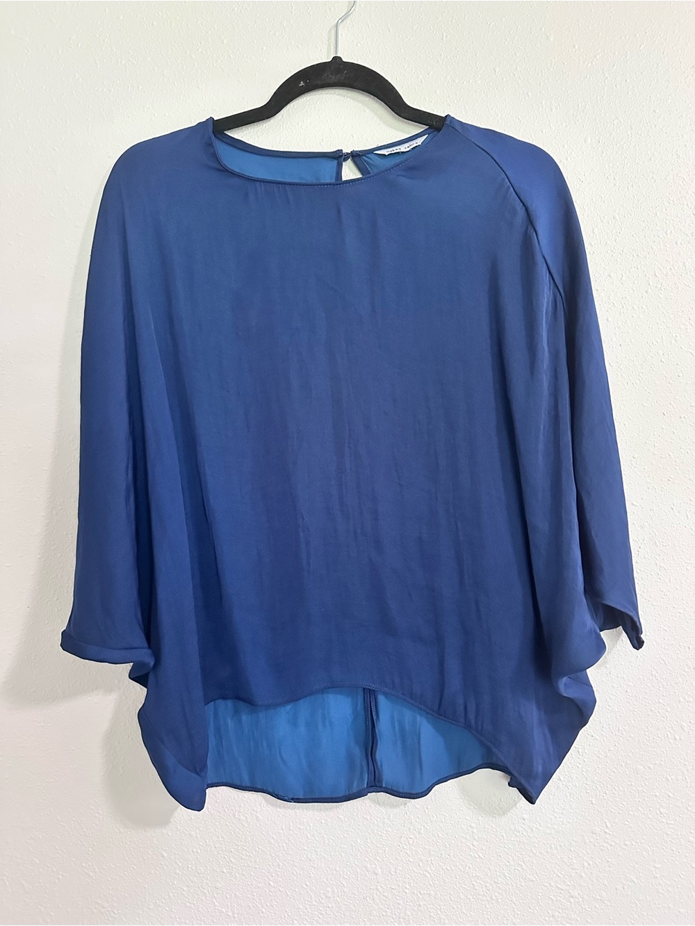 Naked Zebra Blue Draped Boatneck Blouse